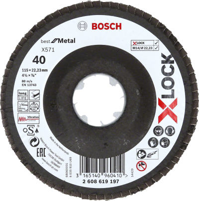 Bosch - X-LOCK - 115 mm 40 Kum Best Serisi Metal Flap Disk