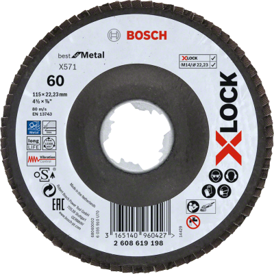 Bosch - X-LOCK - 115 mm 60 Kum Best Serisi Metal Flap Disk