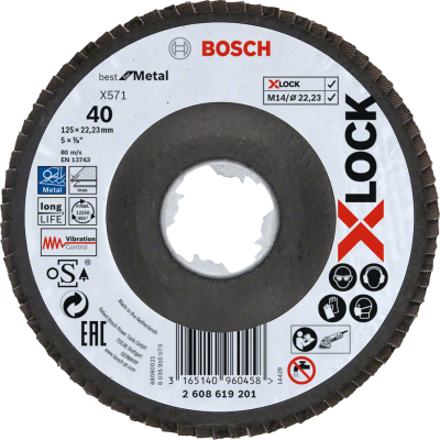 Bosch - X-LOCK - 125 mm 40 Kum Best Serisi Metal Flap Disk