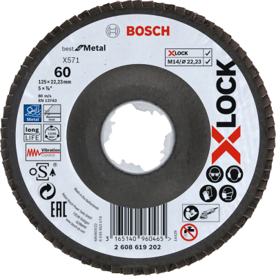 Bosch - X-LOCK - 125 mm 60 Kum Best Serisi Metal Flap Disk