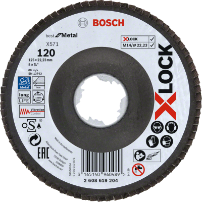 Bosch - X-LOCK - 125 mm 120 Kum Best Serisi Metal Flap Disk