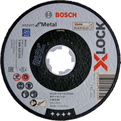 Bosch - X-LOCK - 125*2,5 mm Expert Serisi Düz Metal Kesme Diski (Taş)
