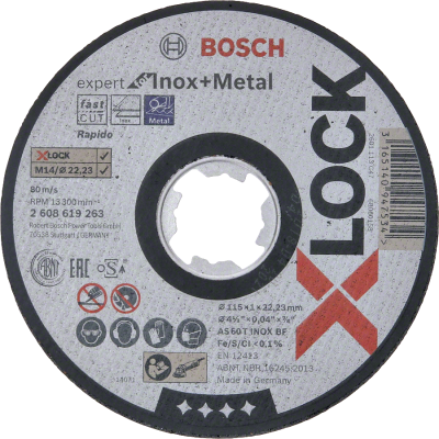 Bosch - X-LOCK - 115*1,0 mm Expert Serisi Düz Inox (Paslanmaz Çelik) Kesme Diski (Taş) - Rapido