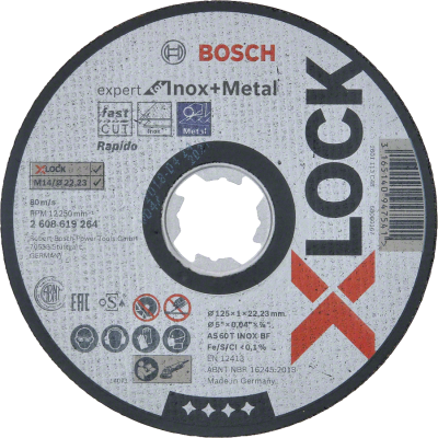 Bosch - X-LOCK - 125*1,0 mm Expert Serisi Düz Inox (Paslanmaz Çelik) Kesme Diski (Taş) - Rapido