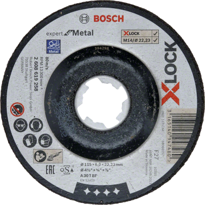 Bosch - X-LOCK - 115*6,0 mm Expert Serisi Bombeli Metal Taşlama Diski (Taş)