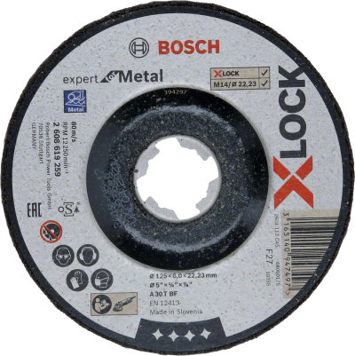Bosch - X-LOCK - 125*6,0 mm Expert Serisi Bombeli Metal Taşlama Diski (Taş)