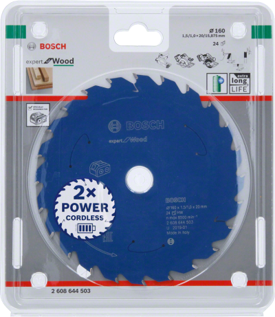 Bosch - Expert for Serisi Ahşap için Akülü Daire Testere Bıçağı 160*20 mm 24 Diş