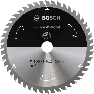 Bosch - Standard for Serisi Ahşap için Akülü Daire Testere Bıçağı 165*20 mm 48 Diş