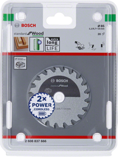 Bosch - Standard for Serisi Ahşap için Akülü Daire Testere Bıçağı 85*15 mm 20 Diş