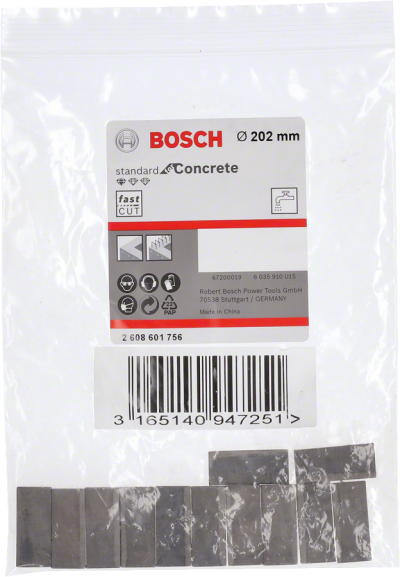 Bosch - Standard Seri Sulu Elmas Karot Ucu Segmanı 202mm 1 1/4'' 12'li