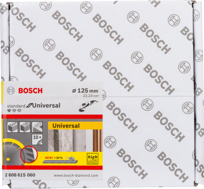 Bosch - Standard Seri Genel Yapı Malzemeleri İçin Elmas Kesme Diski 125 mm 10'lu  Paket